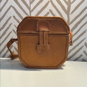 Vintage Island Imports Brown Leather Crossbody Bag